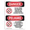 Signmission Safety Sign, OSHA Danger, 5" Height, No Cell Phone Use In Area Bilingual Spanish OS-DS-D-35-VS-1736 - alternate 1